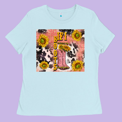 Cowgirl Boots Sunflower Ladies Tee Designed By Tumblerdesignbyshophia