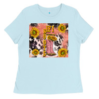 Baby Blue cowgirl boots sunflower Ladies Tee - TumblerDesignByShophia