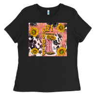 Black cowgirl boots sunflower Ladies Tee - TumblerDesignByShophia