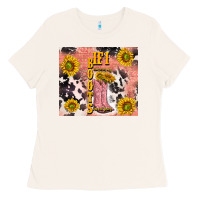 Bone cowgirl boots sunflower Ladies Tee - TumblerDesignByShophia