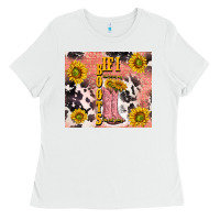White cowgirl boots sunflower Ladies Tee - TumblerDesignByShophia