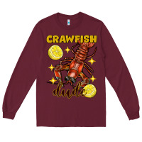 Burgundy Mardi Gras Crawfish dude Long Sleeve Tee - FaDigitalArtStudio