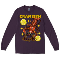Plum Mardi Gras Crawfish dude Long Sleeve Tee - FaDigitalArtStudio