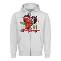Dove Grey my first christmas african girl Zipper Hoodie - BarkalooDesign