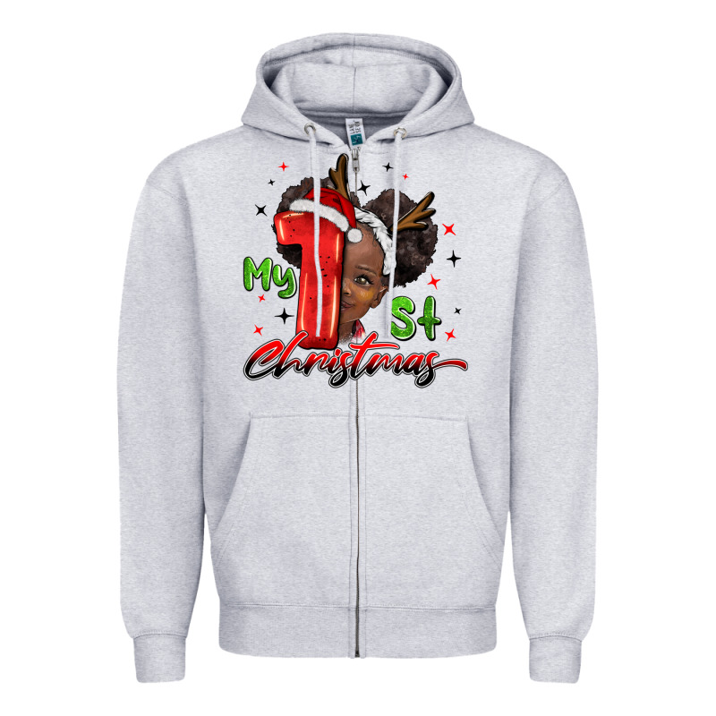 My First Christmas African Girl Zipper Hoodie by BarkalooDesign | Teevron