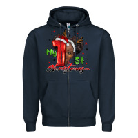 Navy my first christmas african girl Zipper Hoodie - BarkalooDesign