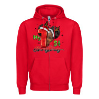 Red my first christmas african girl Zipper Hoodie - BarkalooDesign