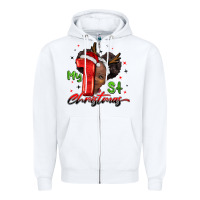 White my first christmas african girl Zipper Hoodie - BarkalooDesign