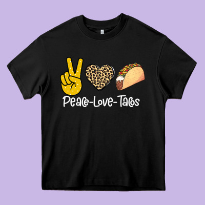 Peace Love Tacos Heavy Core Tee Designed By Bettercallsaul