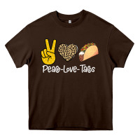 Chocolate Brown Peace Love Tacos Heavy Core Tee - Bettercallsaul
