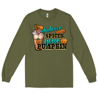 Army Green whatever spice your pumpkin coffee cup Long Sleeve Tee - FaDigitalArtStudio