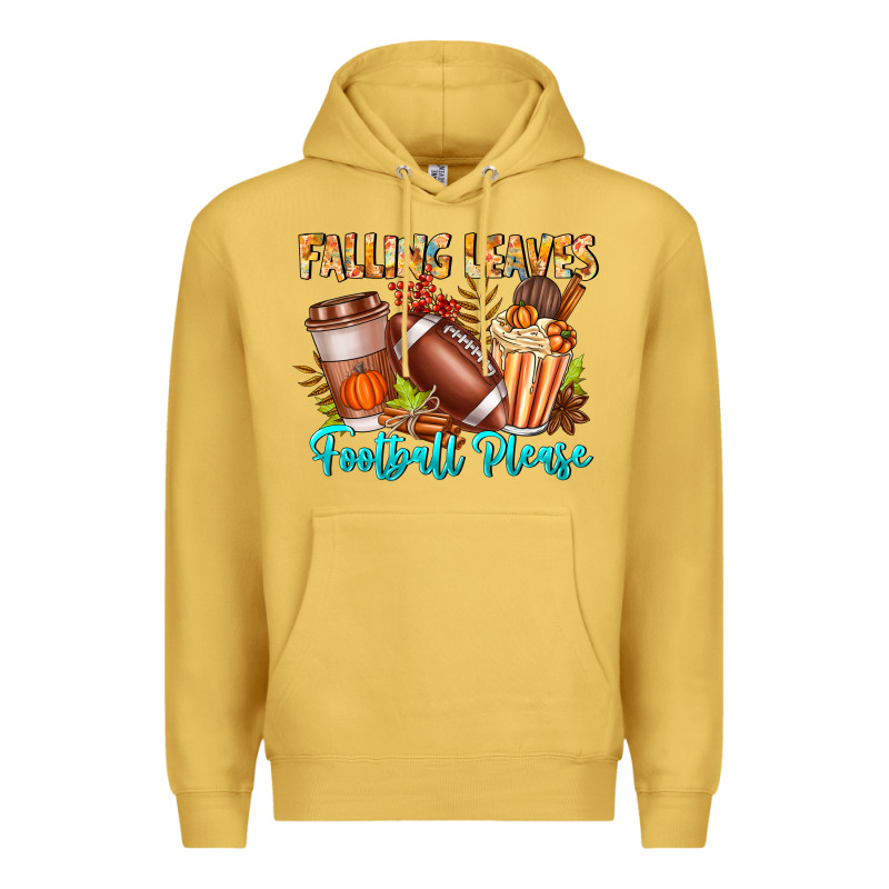 Falling Leaves Football Please Premium Hoodie by CowhideDigitalArt | Teevron