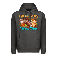 Charcoal Heather Falling Leaves Football Please Premium Hoodie - CowhideDigitalArt