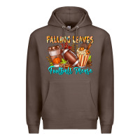 Coffee Falling Leaves Football Please Premium Hoodie - CowhideDigitalArt