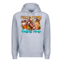 Heather Grey Falling Leaves Football Please Premium Hoodie - CowhideDigitalArt