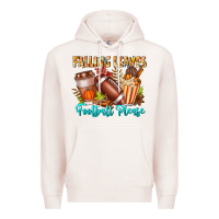 Pale Pink Falling Leaves Football Please Premium Hoodie - CowhideDigitalArt