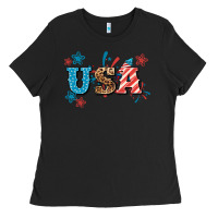 Black USA 4th of july Ladies Tee - HowdyJamesFarm