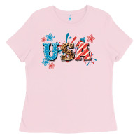 Bubblegum Pink USA 4th of july Ladies Tee - HowdyJamesFarm