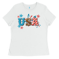 White USA 4th of july Ladies Tee - HowdyJamesFarm