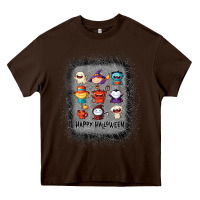 Chocolate Brown halloween funny set ghost mummy witch vampire and pumpkin t shirt Heavy Core Tee - maiPhamDesign