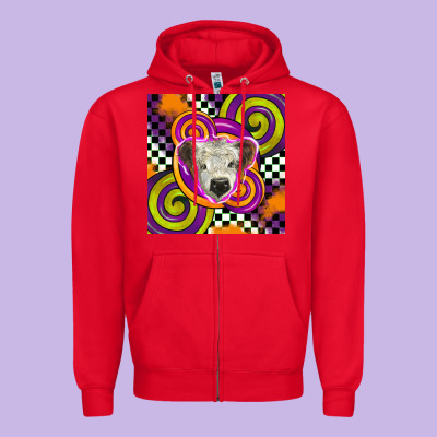 Halloween  Calf Scottish Zipper Hoodie Designed By Barkaloodesign