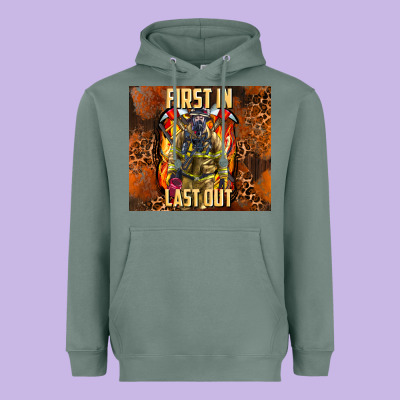 First In Last Out Firefighter Heavyweight Hoodie Designed By Adodesignshop