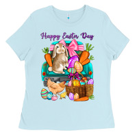 Baby Blue Happy Easter Day truck Ladies Tee - HowdyJamesFarm