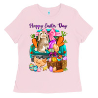 Bubblegum Pink Happy Easter Day truck Ladies Tee - HowdyJamesFarm