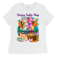 White Happy Easter Day truck Ladies Tee - HowdyJamesFarm