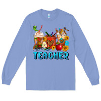 Colony Blue Teacher Coffee Cups Long Sleeve Tee - FaDigitalArtStudio