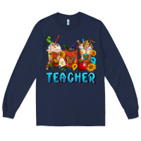 Navy Teacher Coffee Cups Long Sleeve Tee - FaDigitalArtStudio