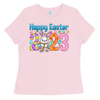 Bubblegum Pink Happy Easter 2023 Easter Day Ladies Tee - HowdyJamesFarm
