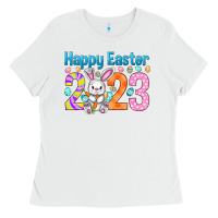 White Happy Easter 2023 Easter Day Ladies Tee - HowdyJamesFarm