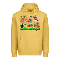 Antique Gold happy hallothanksmas flamingo Premium Hoodie - CowhideDigitalArt