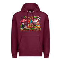 Burgundy happy hallothanksmas flamingo Premium Hoodie - CowhideDigitalArt