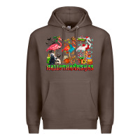 Coffee happy hallothanksmas flamingo Premium Hoodie - CowhideDigitalArt