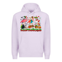 Lilac happy hallothanksmas flamingo Premium Hoodie - CowhideDigitalArt