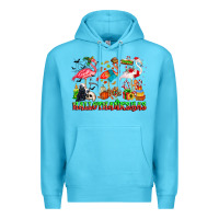 Ocean Blue happy hallothanksmas flamingo Premium Hoodie - CowhideDigitalArt