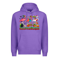Purple happy hallothanksmas flamingo Premium Hoodie - CowhideDigitalArt