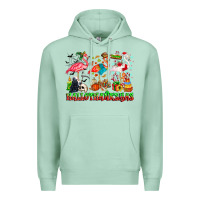 Seafoam happy hallothanksmas flamingo Premium Hoodie - CowhideDigitalArt