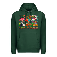 Sports Green happy hallothanksmas flamingo Premium Hoodie - CowhideDigitalArt