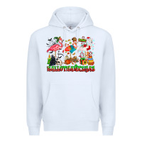 White happy hallothanksmas flamingo Premium Hoodie - CowhideDigitalArt