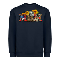 Navy mom boots hat and sunflower Heavyweight Sweatshirt - Artiststas