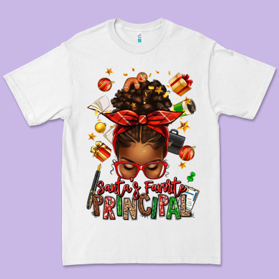 Santas Favorite Principal Afro Messy Bun Premium Tee Designed By Texasbilliewilder