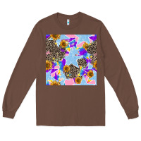 Chestnut stars and sunflowers seamless pattern Long Sleeve Tee - FaDigitalArtStudio