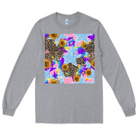 Heather Grey stars and sunflowers seamless pattern Long Sleeve Tee - FaDigitalArtStudio