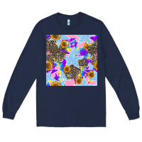 Navy stars and sunflowers seamless pattern Long Sleeve Tee - FaDigitalArtStudio