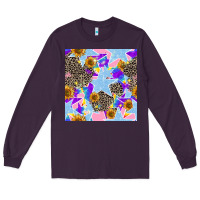 Plum stars and sunflowers seamless pattern Long Sleeve Tee - FaDigitalArtStudio