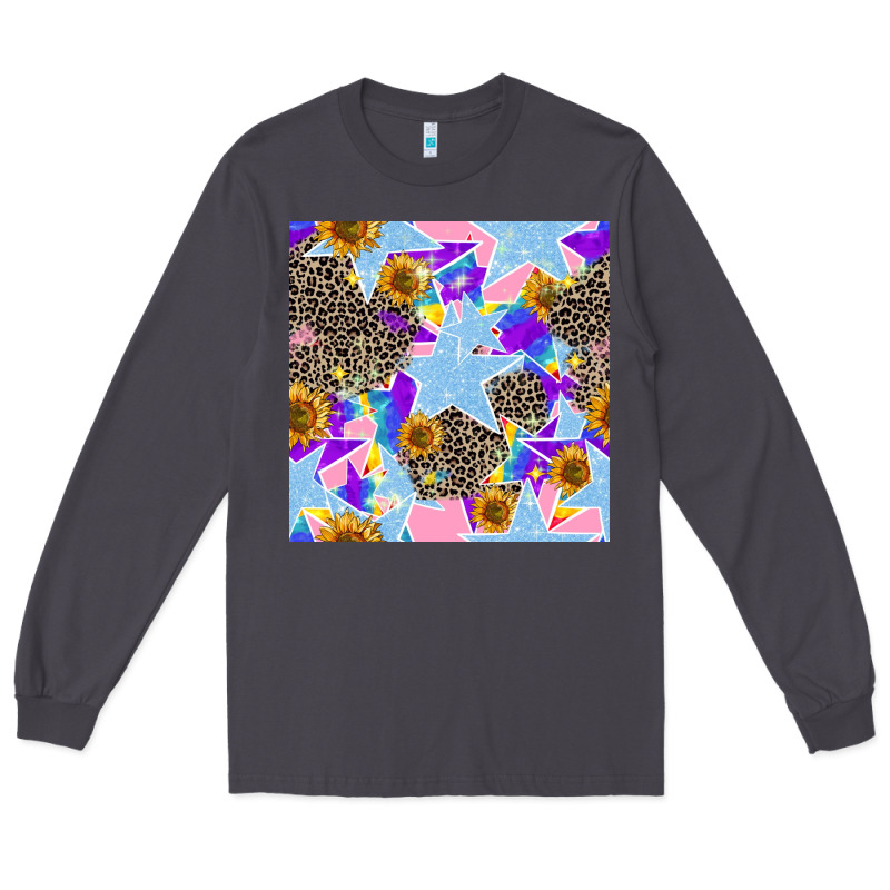 Stars And Sunflowers Seamless Pattern Long Sleeve Tee by FaDigitalArtStudio | Teevron