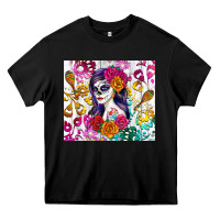 Black sugar skull girl Heavy Core Tee - RanaPortraitStore